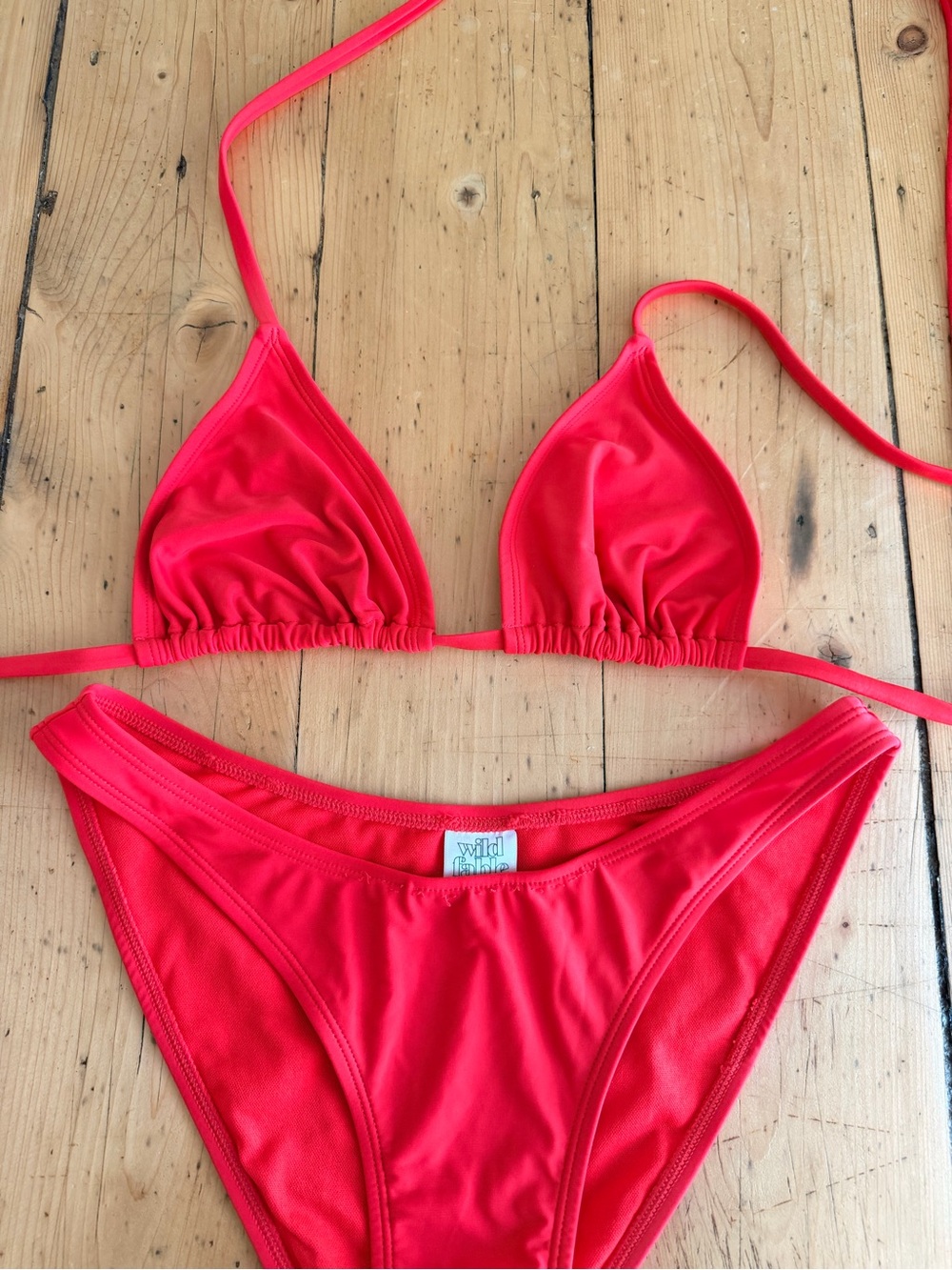 wild fable Bright Red Triangle Bikini Set